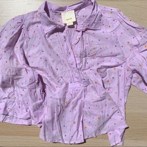 Anthropologie Maeve Purple Kimono-Sleeve Top